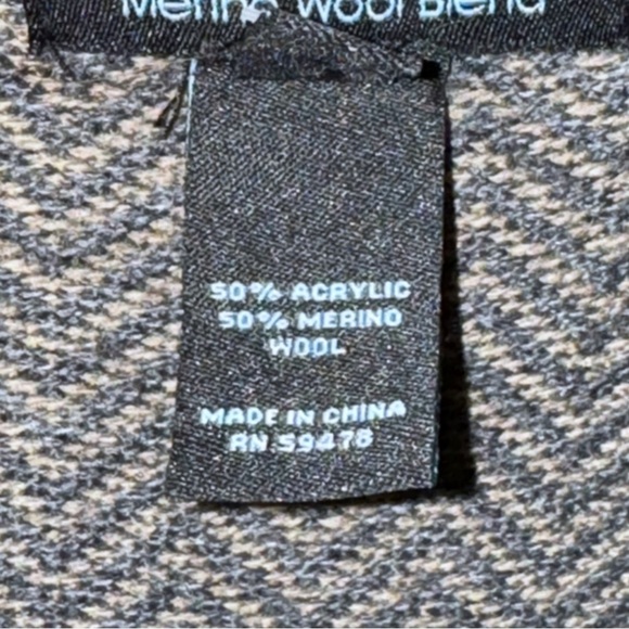 Cynthia Rowley Grey Herringbone Merino Wool Blend Cardigan Sz Large Lagenlook - Picture 3 of 7